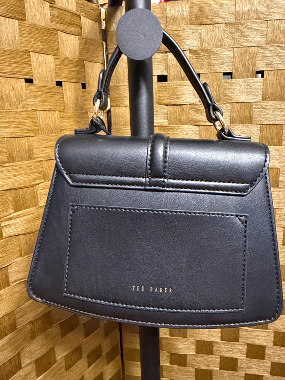 Ted Baker Black Mini Top-Handle Bag with Gold Charm - Picture 3 of 5